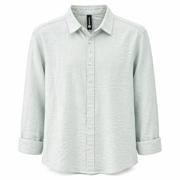 Picture of Men's casual ribbed linen shirt - Baby Blue